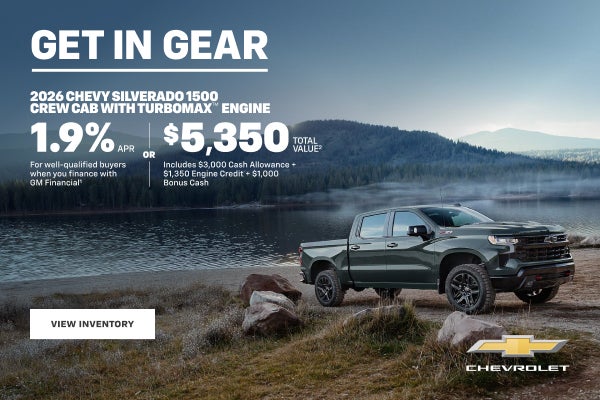 2026 Chevy Silverado 1500 Crew Cab with TurboMax Engine. 1.9% APR for well-qualified buyers when ...